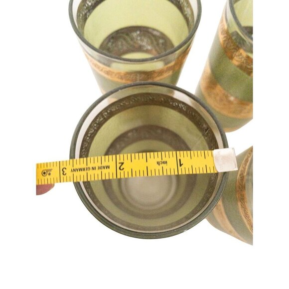 Vintage Starlyte Mid-Century Gold & Green Highball Glasses Set Of 6 - Picture 3 of 10